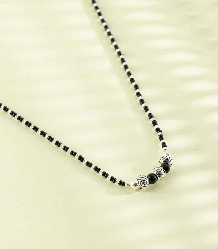 Triple Swirling Orb Mangalsutra (Silver)