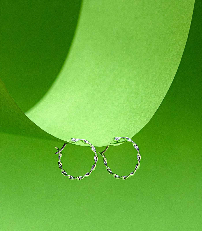 Twisted Hoops Earrings (Silver)