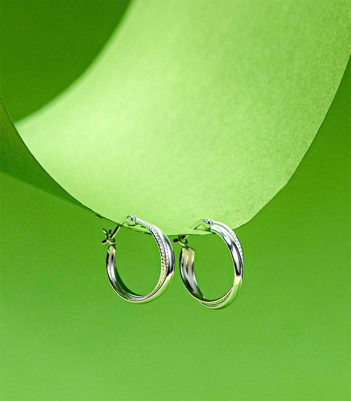 Twisted Hoops Earrings (Silver)