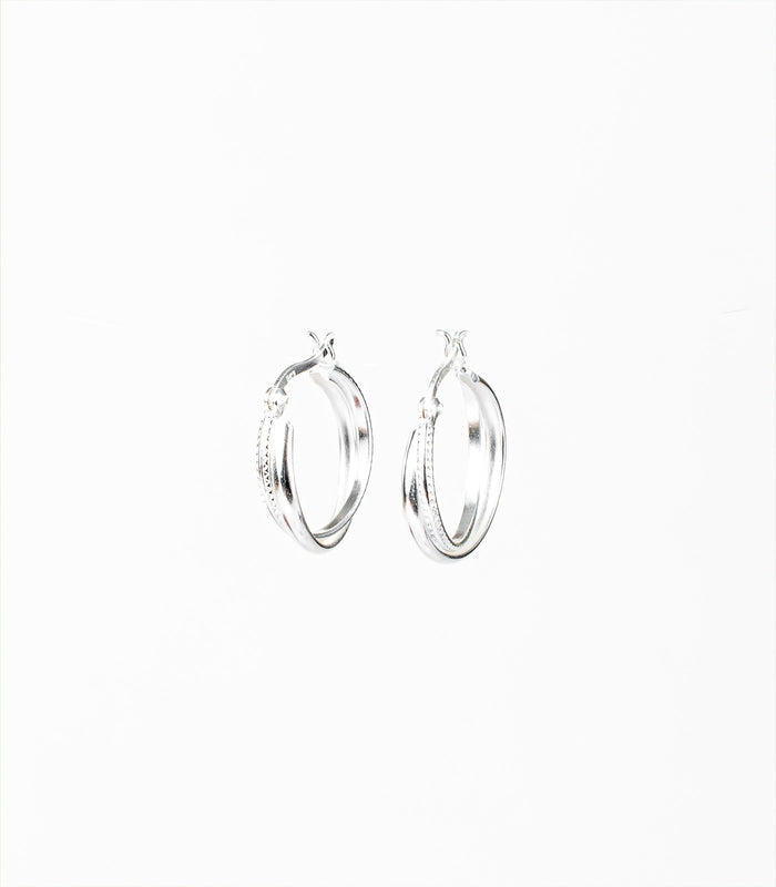Twisted Hoops Earrings (Silver)