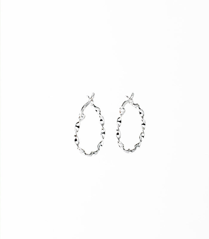 Twisted Hoops Earrings (Silver)