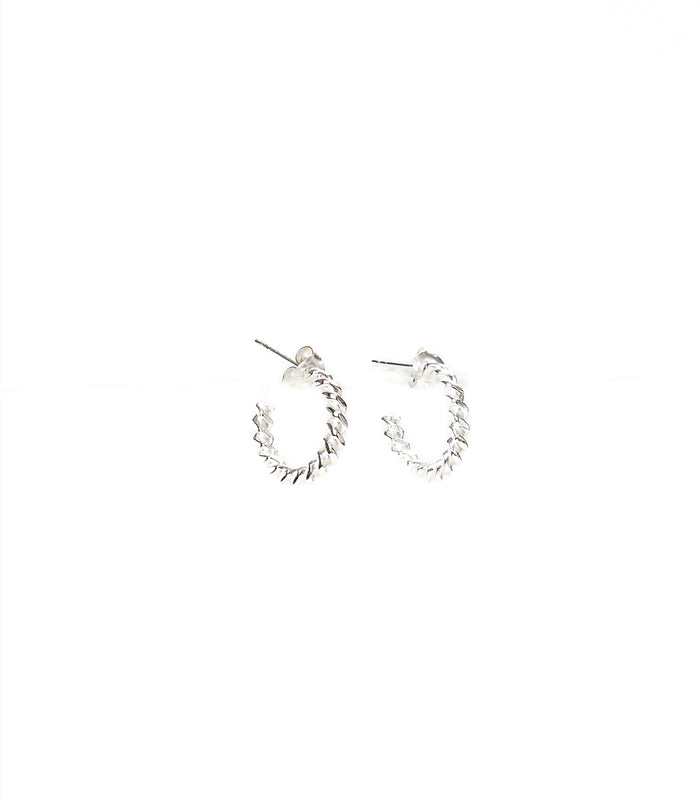 Twisted Hoops Earrings (Silver)