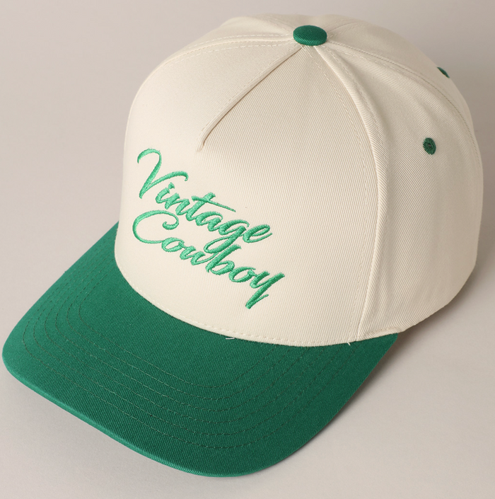 Vintage Cowboy Embroidery Two Tone Baseball Cap