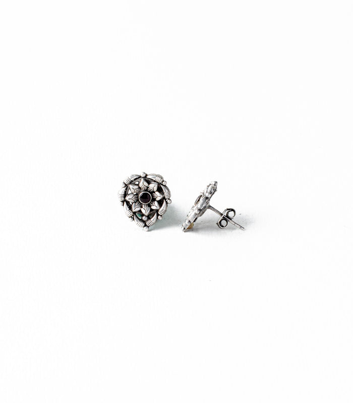 Violet Stone Floral Bliss Oxidized Tops (Silver)