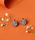 Violet Stone Leafy Drop Oxidized Tops (Silver)