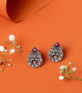 Violet Stone Leafy Stream Oxidized Tops (Silver)