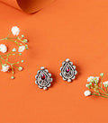 Violet Stone Shiny Drop Oxidized Tops (Silver)