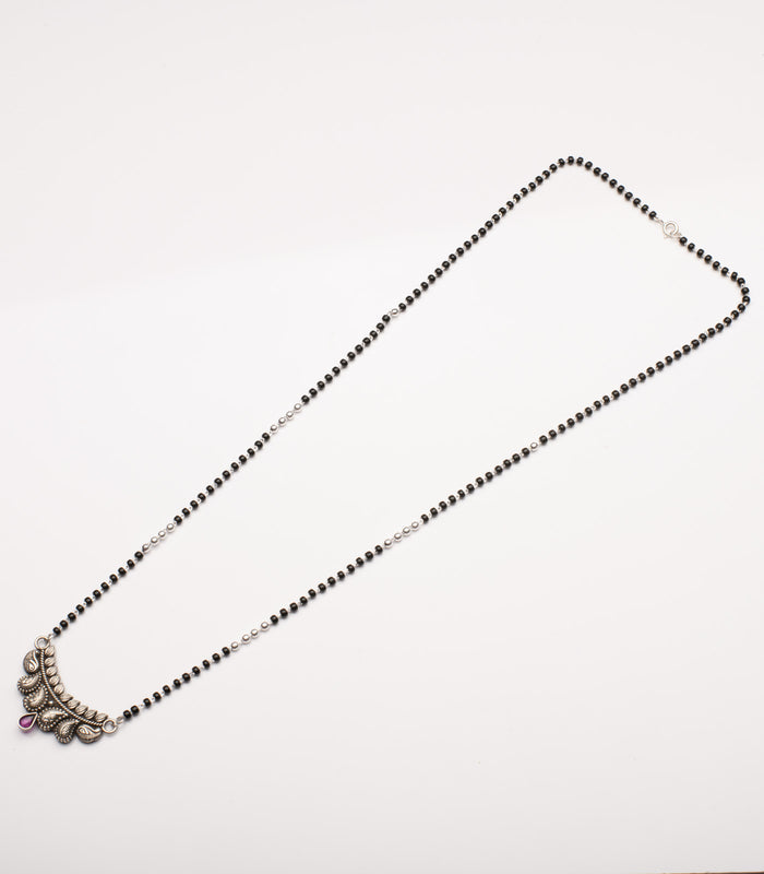 Violet Stone Swirl Antique Mangalsutra Set (Silver)