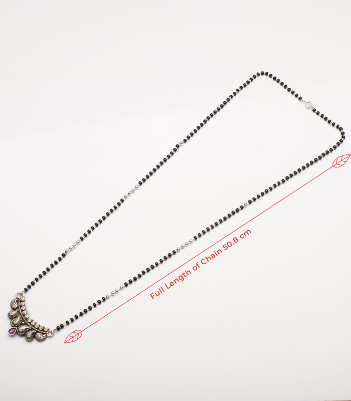 Violet Stone Swirl Antique Mangalsutra Set (Silver)