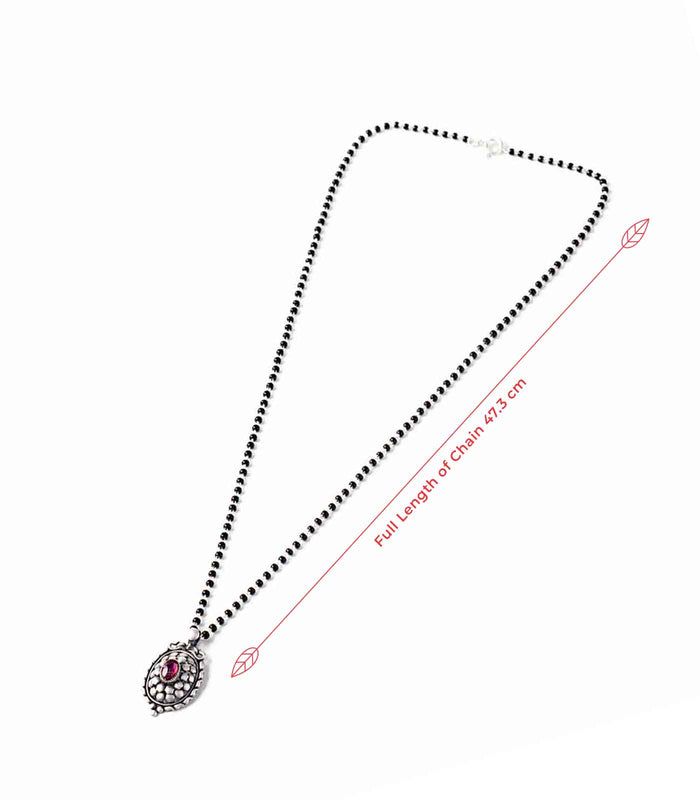 Violet Stone Traditional Oval Shaped Antique Mangalsutra (Silver)