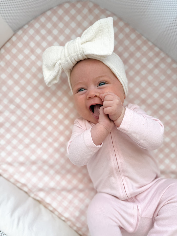 Waterproof Bassinet Fitted Sheet - Pink Gingham