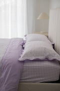 Waterproof Double Fitted Sheet - Lilac Gingham