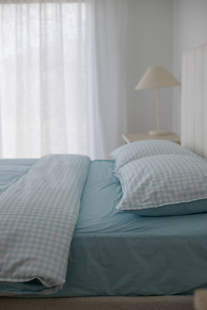 Waterproof Double Fitted Sheet - Solid Blue