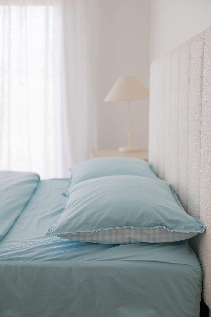 Waterproof Double Fitted Sheet - Solid Blue