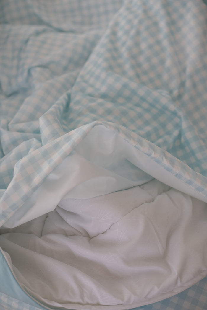 Waterproof Double Quilt Cover - Blue Gingham