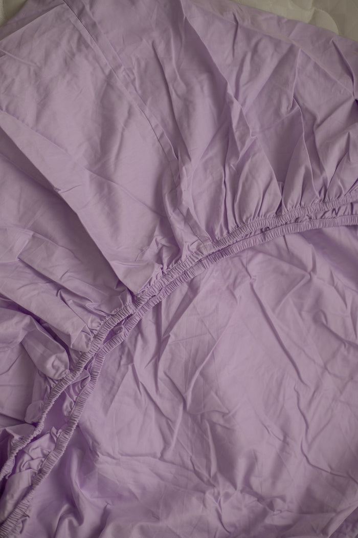 Waterproof King Single Fitted Sheet - Solid Lilac
