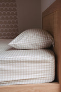 Waterproof Single Fitted Sheet - Beige Gingham