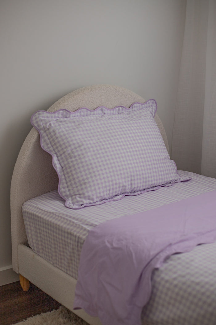 Waterproof Single Fitted Sheet - Lilac Gingham