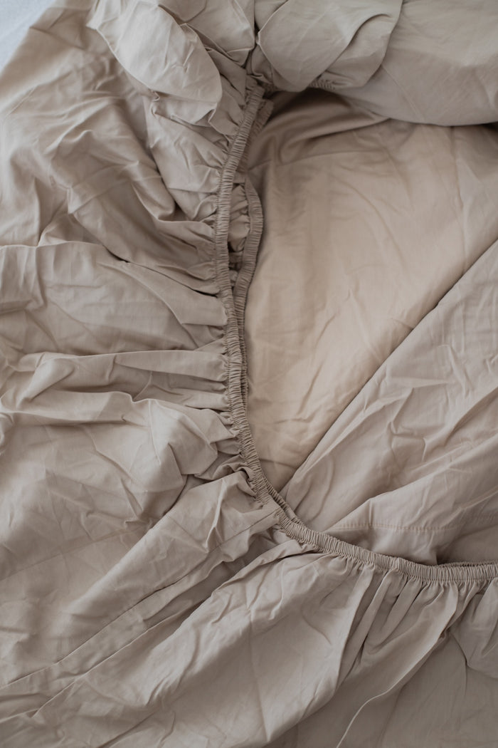 Waterproof Single Fitted Sheet - Solid Beige