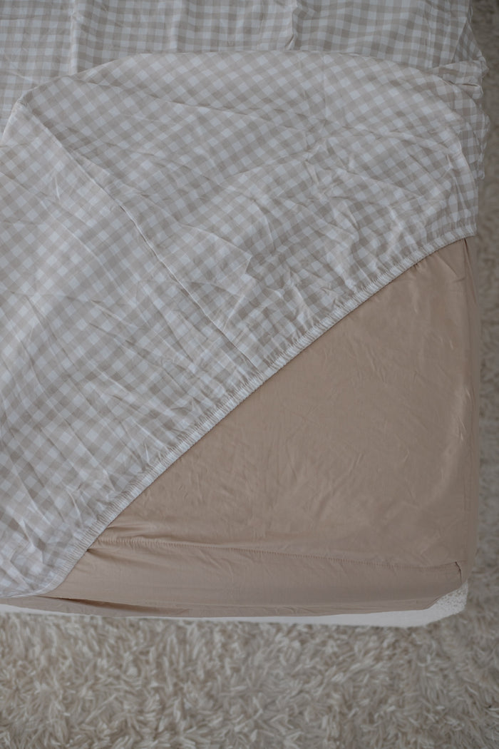 Waterproof Single Fitted Sheet - Solid Beige