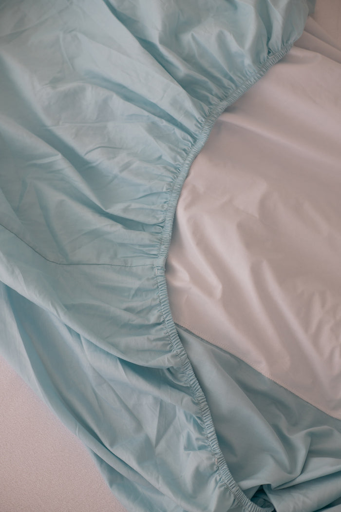 Waterproof Single Fitted Sheet - Solid Blue