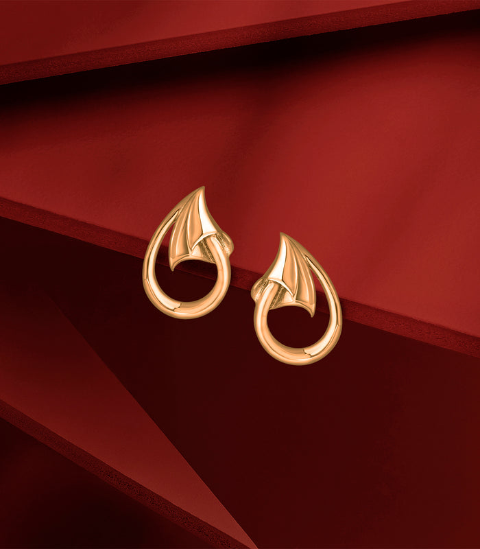 Winged Teardrop Gold Tops