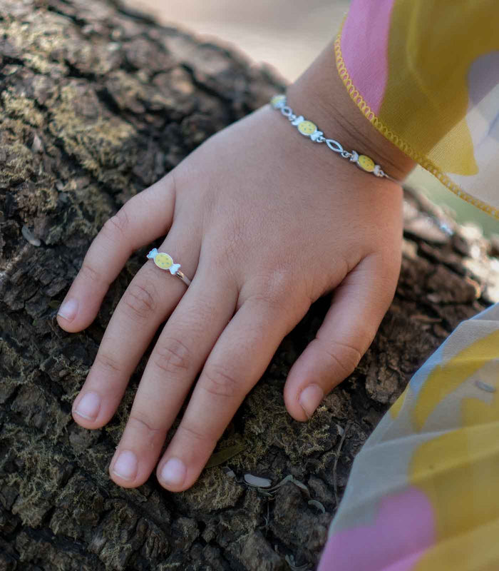 Yellow Toffee Finger Ring (Silver)